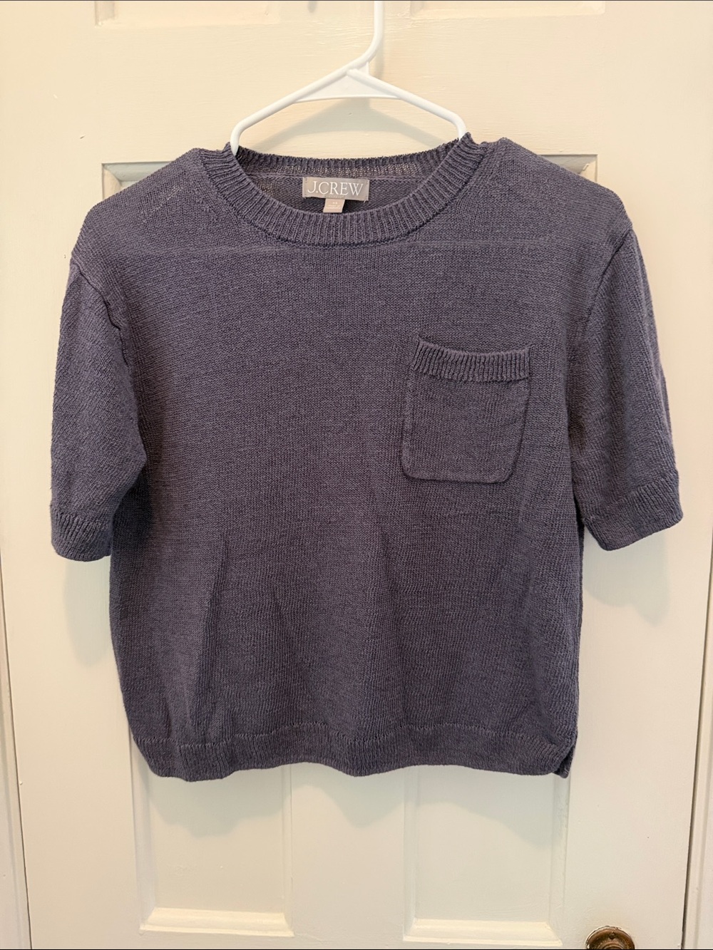 J. Crew Short-Sleeve Crewneck Sweater in Heathered Navy